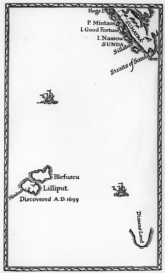 Map of Lilliput and Blefuscu, from the first edition of ''Gulliver''s Travels'' Jonathan Swift de English School