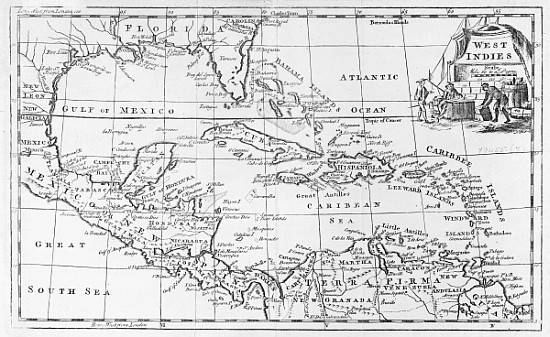 Map of the West Indies, Florida and South America de English School