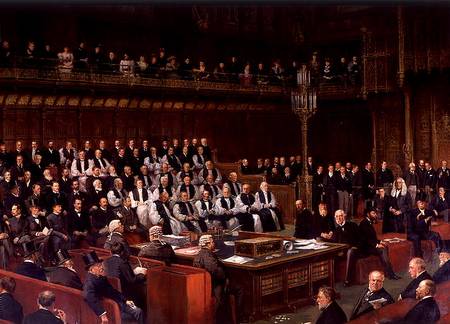 Marquis of Salisbury Speaking in the House of Lords during the Debate of Home Rule de English School