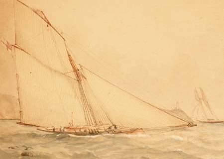 An Eight Meter Gaff rigged Topsail Cutter, The Royal Yacht Squadron de English School