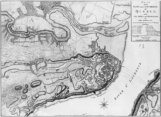 Ms A 224 f.8 Map of the city and environs of Quebec with its siege and blockade the Americans, illus de English School