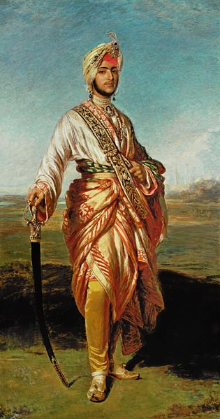 Portrait Of The Maharajah Duleep Singh Of Elveden, Standing Full Length, Wearing Maharajah''s Robes de English School