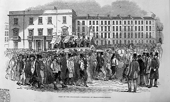 Part of the Chartist Procession sketched at Blackfriars Bridge, 10th April 1848 de English School