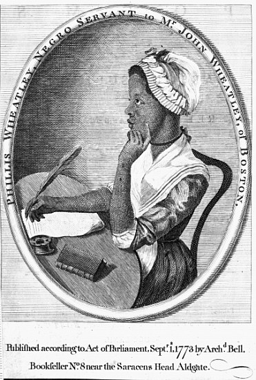 Phillis Wheatley, frontispiece to her ''Poems on various subjects'' de English School