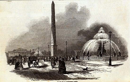 Place de la Concorde, Paris, from The Illustrated London News, 2nd August 1845 de English School