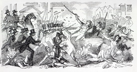 Plug Plot Riot in Preston, illustration from ''The Illustrated London News'', August 1842 de English School