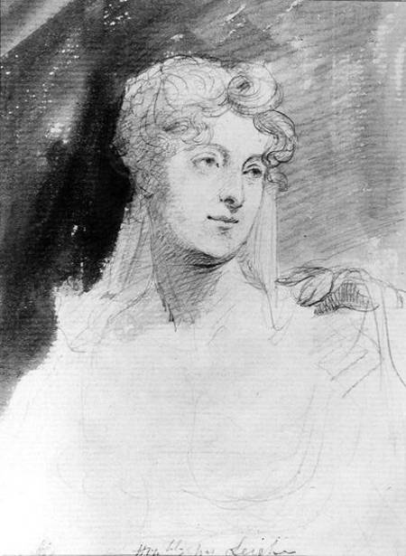 Portrait of Augusta Leigh (pencil and w/c on paper) de English School