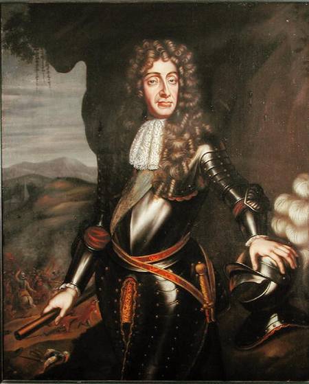 Portrait of James II (1633-1701) in armour de English School