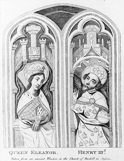 Queen Eleanor and Henry III, taken from an ancient window in the Church of Boxhill, Sussex de English School