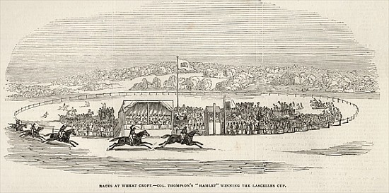 Races at Wheat Croft: Col. Thompson''s ''Hamlet'' winning the Lascelles Cup, from ''The Illustrated  de English School