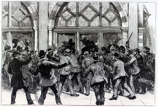 Rioting in the West End of London, illustration from ''The Graphic'', February 13th 1886 de English School