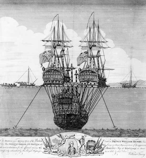 The Attempt made to Salvage the HMS Royal George, c.1783 de English School