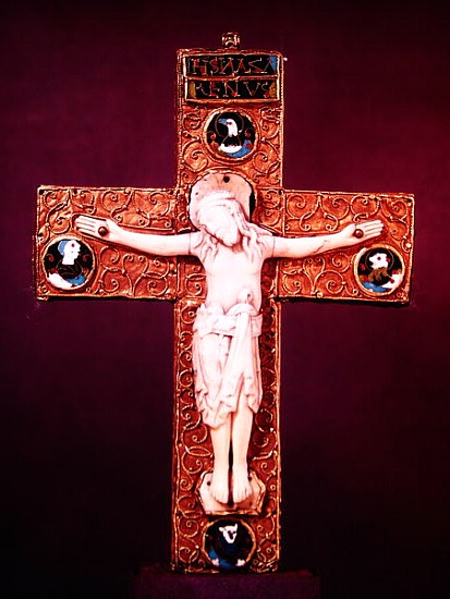 Saxon Crucifix, Anglo-Saxon, c.1000 (ivory and gold) de English School