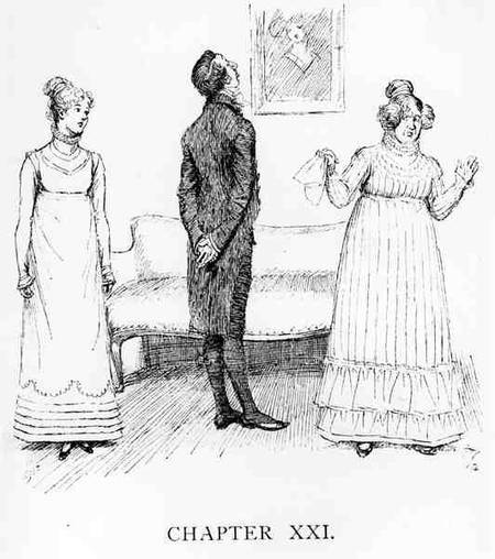 Scene from 'Pride and Prejudice' by Jane Austen (1775-1817) de English School
