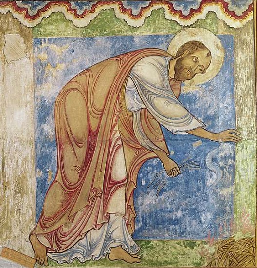St. Paul and the Viper, in St. Anselm''s Chapel, c.1180 de English School