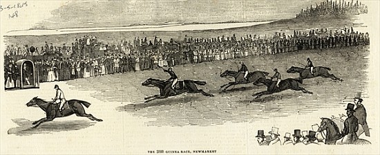 The 2000 Guinea Race, Newmarket, from ''The Illustrated London News'', 3rd May 1845 de English School