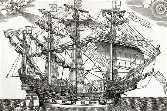 The Ark Raleigh, the Flagship of the English Fleet, from ''Leisure Hour'' de English School