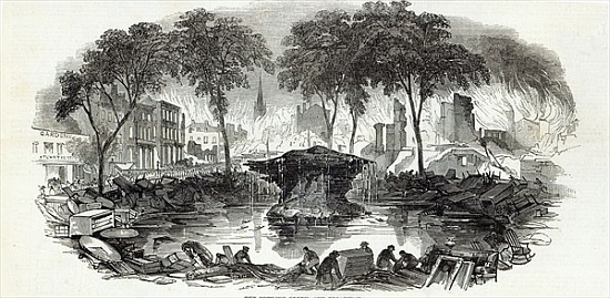 The Bowling-green and Broadway, New York, from The Illustrated London News, 23rd August 1845 de English School