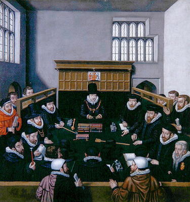 The Court of Wards (oil on canvas) de English School