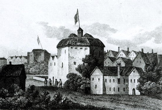 The Globe Theatre on the Bankside as it appeared in the reign of James I (1566-1625) 1672 de English School