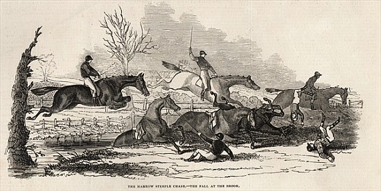 The Harrow Steeple Chase: The Fall at the Brook, from ''The Illustrated London News'', 26th April 18 de English School