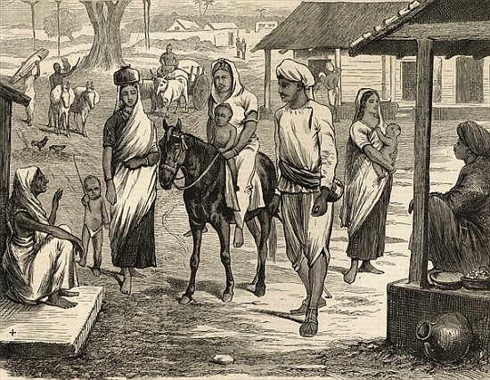 The Indian Famine: A Bengalee Village, from ''The Illustrated London News'', 16th May 1874 de English School