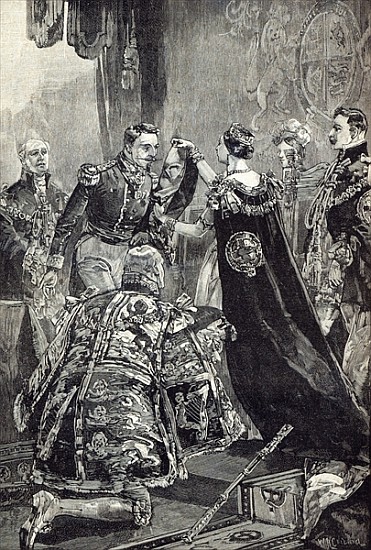 The Queen investing the Emperor of the French with the Order of the Garter de English School