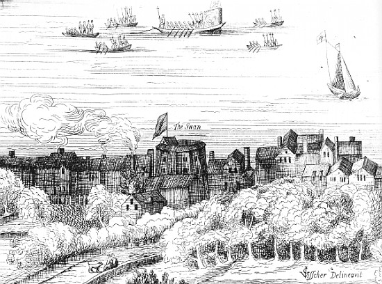 The Swan Theatre on the Bankside as it appeared in 1614 de English School