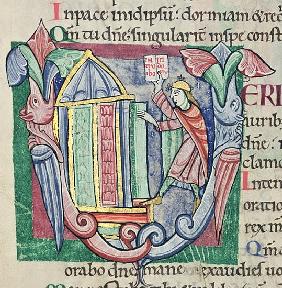Historiated initial ''V'', Psalm 5, St. Alban''s Psalter, c.1123