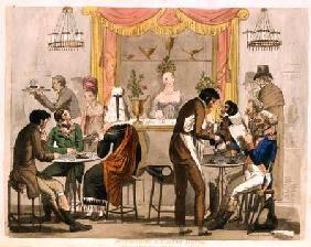 Interior of a Coffee House, pub. for William Pearman Library, 1819