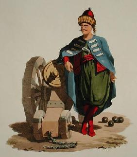 Turkish Soldier, from 'Costumes of the Various Nations', Volume VII, 'The Military Costume of Turkey