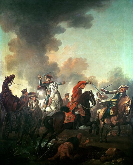 Thomas Brown at the Battle of Dettingen, 27th June 1743 de English School