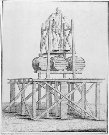 Thomas Topham the Strongman lifting water barrels weighing 1836lbs de English School