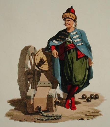 Turkish Soldier, from 'Costumes of the Various Nations', Volume VII, 'The Military Costume of Turkey de English School