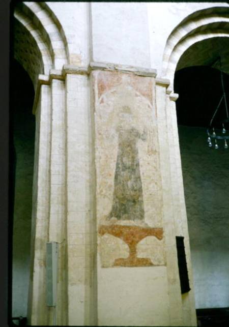 Wall painting from a Norman nave pier de English School