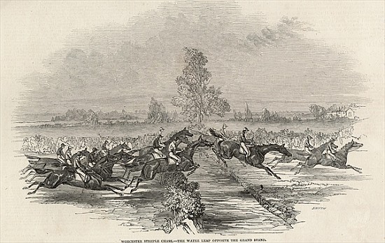 Worchester Steeple Chase: The Water Leap opposite the Grand Stand, from ''The Illustrated London New de English School