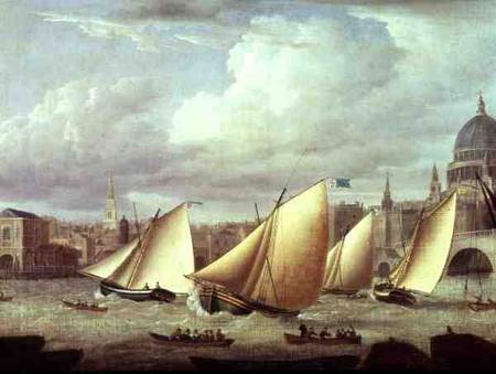 Yachts of the Cumberland Fleet starting at Blackfriars, London de English School