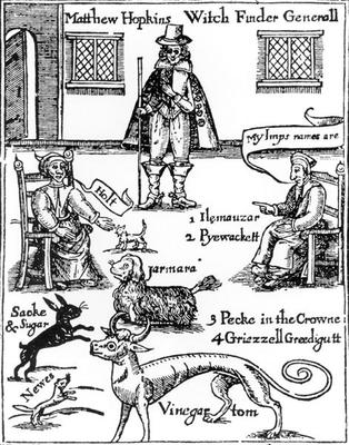 Matthew Hopkins, the Witchfinder General (d.1647) (engraving) (b&w photo) de English School, (17th century)