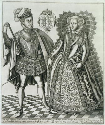 Portrait of Mary, Queen of Scots (1542-87) and Henry Stewart, Lord Darnley (1545-67) from the 'Book de English School, (17th century)