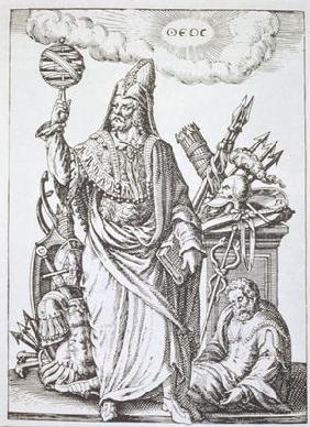 Ideal figure of Hermes Trismegistus, copy of illustration from 'De Divinatione et Magicis Praestigii