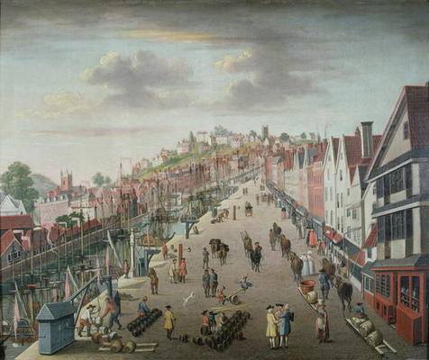 Bristol Docks and Quay, c.1760 (oil on canvas) de English School, (18th century)