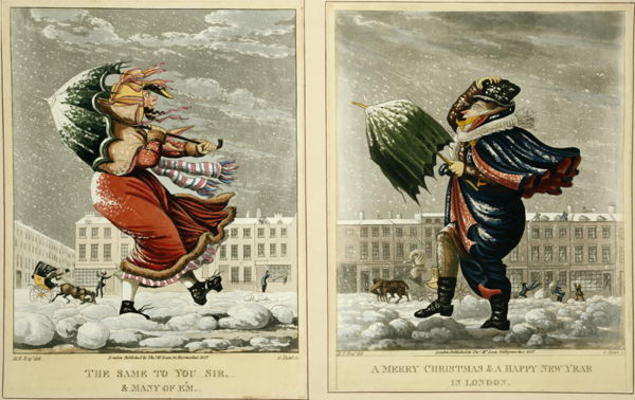 A Merry Christmas and a Happy New Year in London: And the Same to You, Sir, and Many of 'Em, engrave de English School, (19th century)