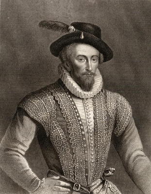 Portrait of Sir Walter Raleigh (c.1554-1618) (engraving) de English School, (19th century)