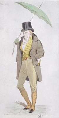 An English dandy, c.1802 (colour litho) de English School, (19th century)