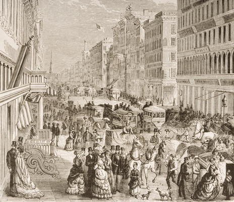 Broadway, New York City, c.1870, from 'American Pictures', published by The Religious Tract Society, de English School, (19th century)