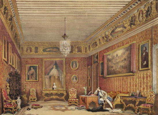 Byron's Room in Palazzo Mocenigo, Venice (w/c on paper) de English School, (19th century)