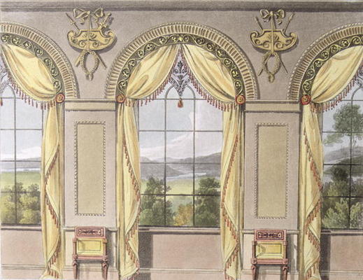 Dining room, plate 88 from Ackermann's Repository of Arts, published 1816 (colour litho) de English School, (19th century)