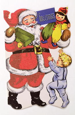 Father Christmas, Victorian Christmas card (colour litho) de English School, (19th century)