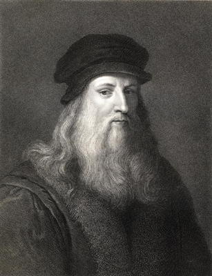 Leonardo da Vinci (1452-1519) engraving) de English School, (19th century)