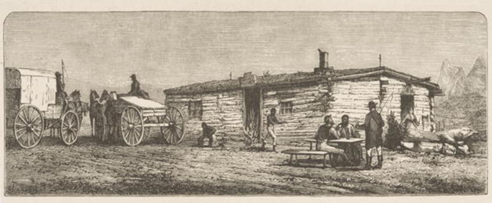 Old Post Station on the Prairie, near Denver, c.1870, from 'American Pictures', published by The Rel de English School, (19th century)